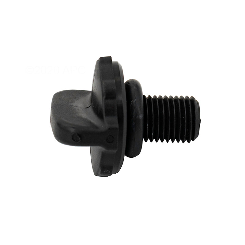 Frog King Tech Frog XL Pro Knob w/ O-Ring (01-22-9945), a black plastic wing-shaped knob with a ridged threaded shaft, ideal for use with pool cycler parts or as a replacement King Technology knob. Shown against a white background.