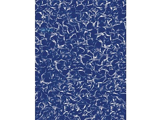 The Ocean Blue 21' Round Crystal Overlap AG Liner, designed for 48"-52" walls, features a blue and white abstract wave-like pattern in premium virgin vinyl, ideal for upgrading your above-ground pool liner.