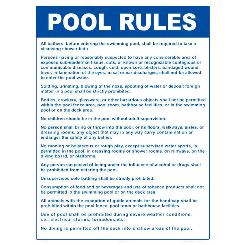 SIGN "POOL RULES" (VT)