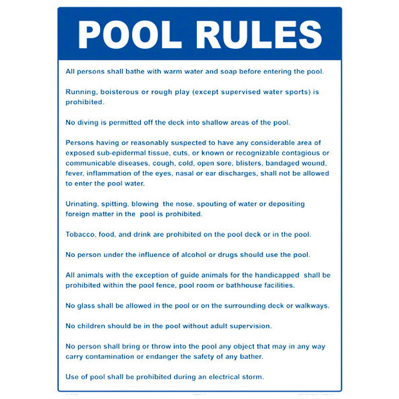 SIGN "POOL RULES" (CT)