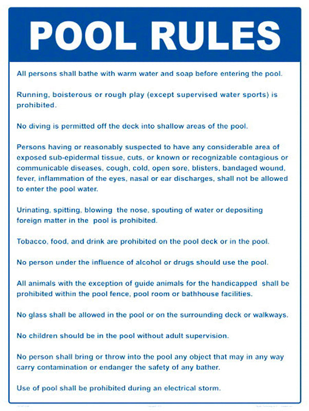 SIGN "POOL RULES" (CT)