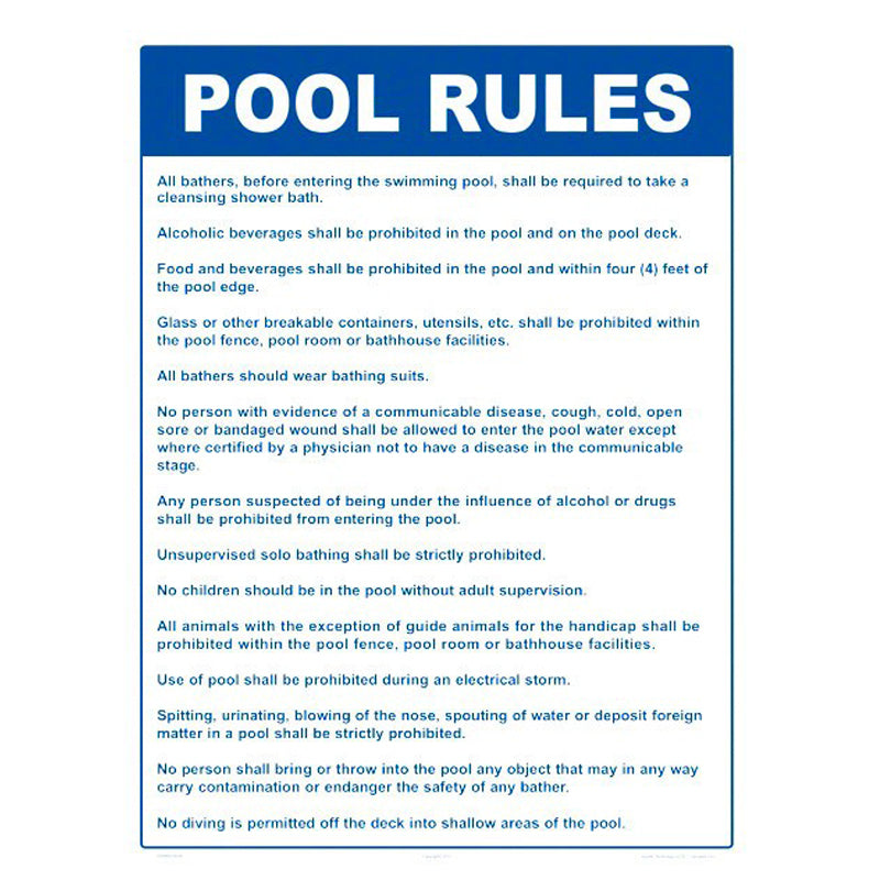 POOL RULES STANDARDS DELEWARE