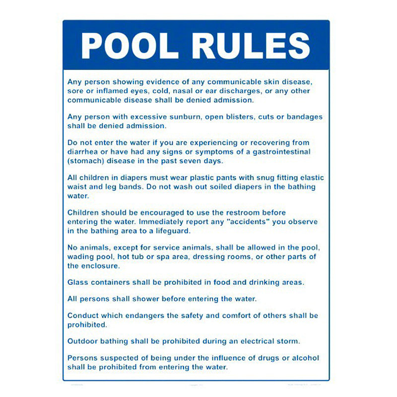 POOL RULES SIGN