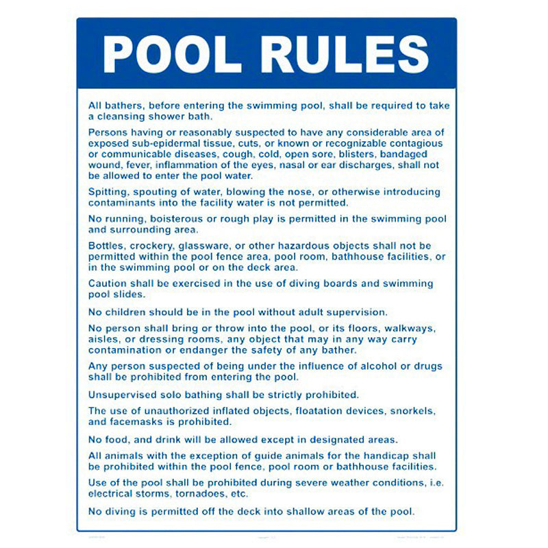 SIGN "POOL RULES" (RI)