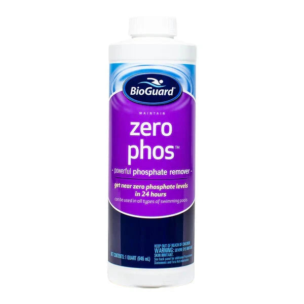 BioGuard Zero Phos, 1 qt (25769BIO), is a powerful phosphate remover by BioGuard for reducing phosphate levels in swimming pools.