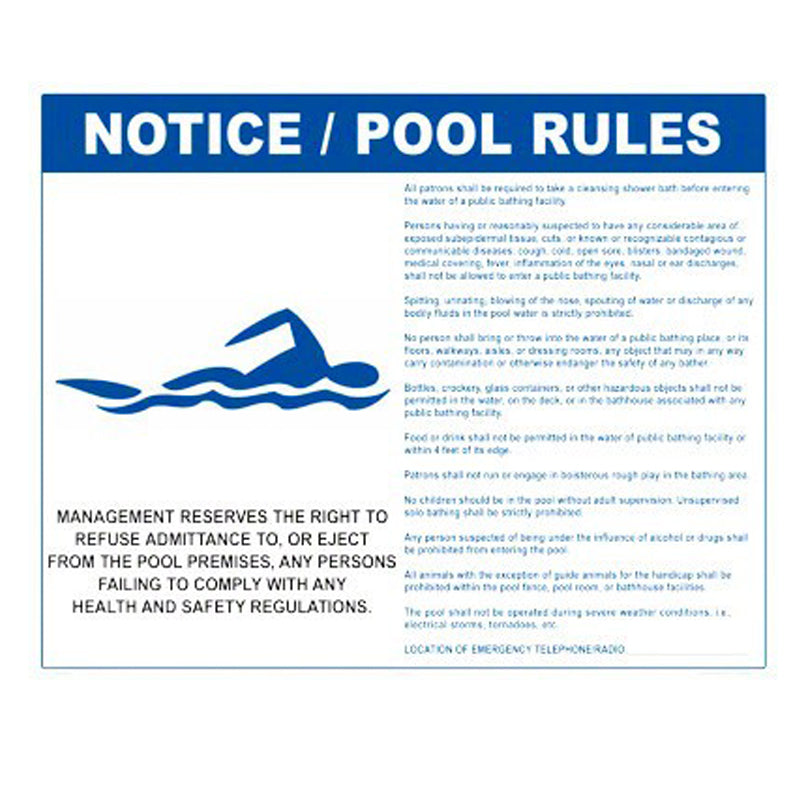 SIGN "POOL RULES" (NH)