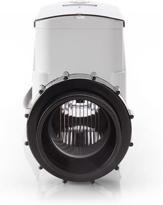 Front view of a white projector with a prominent black lens, echoing the precision and efficiency of the Pentair IntelliChlor IC40 Cell Salt Chlorine Generator (EC520555), isolated on a pristine white background.