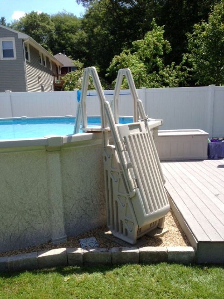 Vinyl Works 24" Gated Entry A/G Pool Ladder, Taupe | AF-T