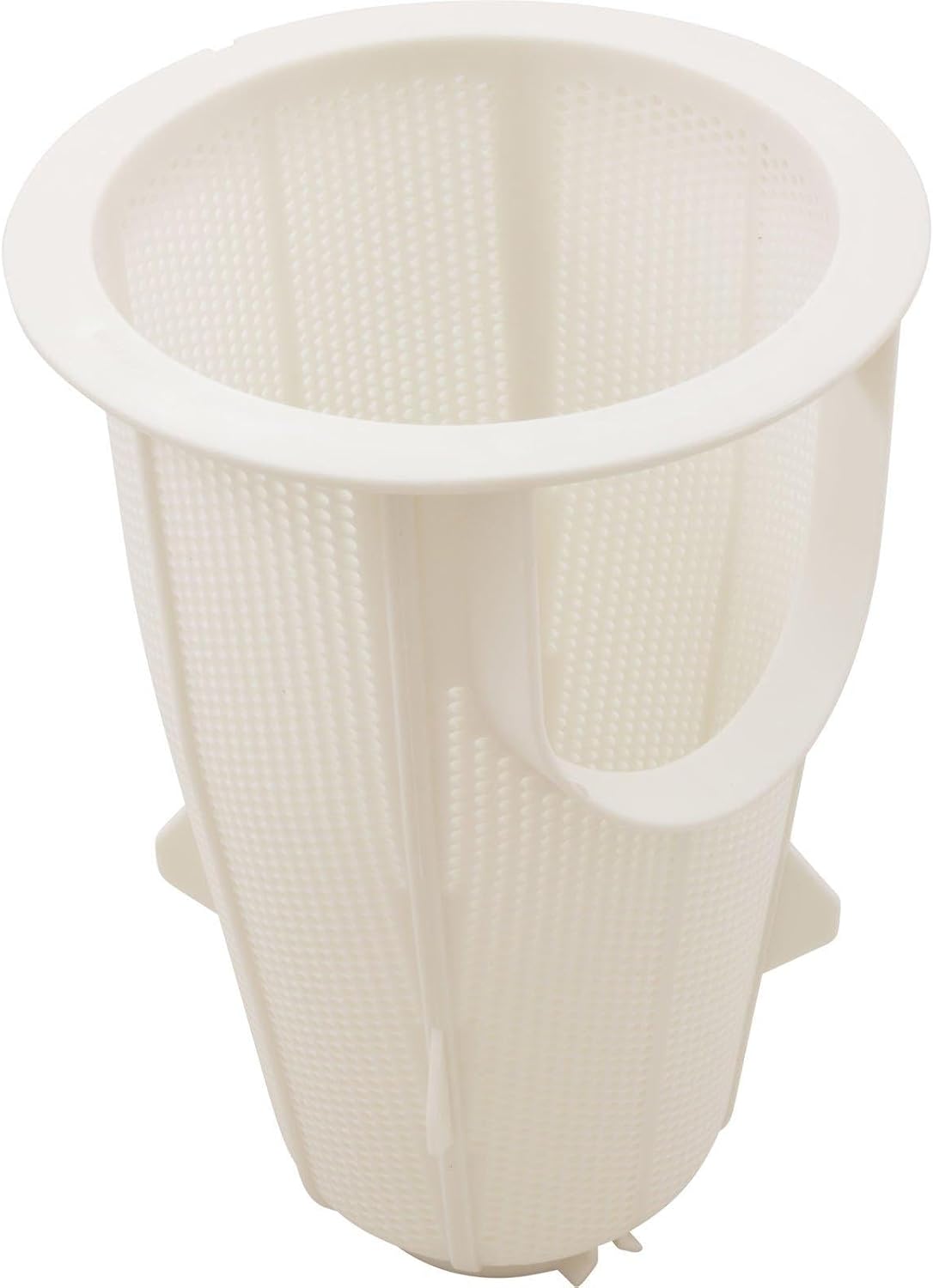The Jandy Pro Series Pump Debris Filter Basket (R0445900) is a white, cylindrical plastic mesh basket with a flared rim, perfect as a replacement for your pool pump trap.