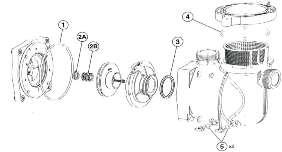 Exploded diagram of a Pentair Superflo/SuperMax Seal Set (356197) by Pool Goods, showing labeled parts such as housing, seals, cover, filter, and bolts.