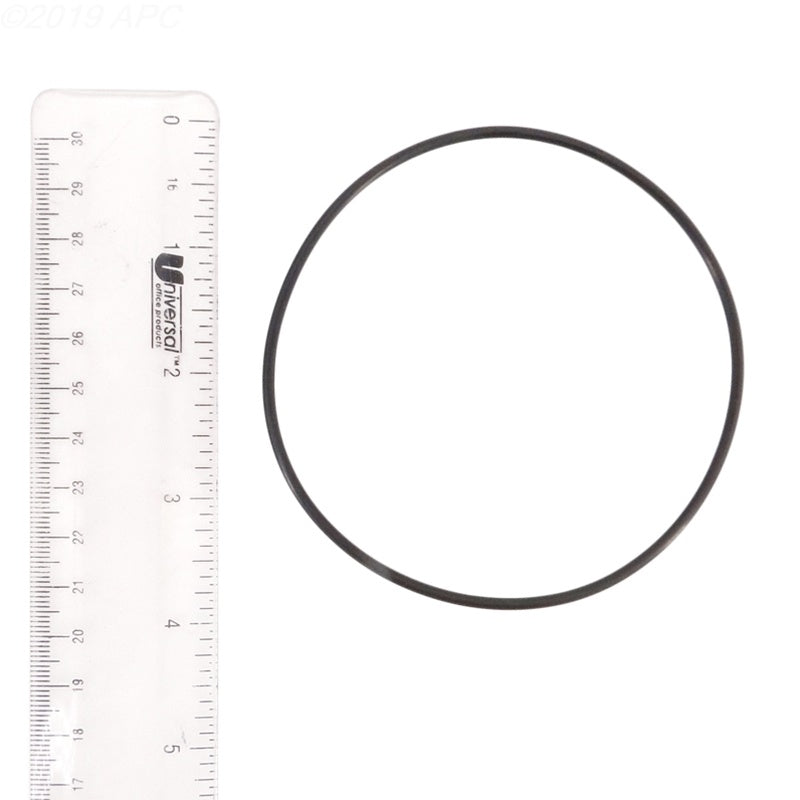 A clear plastic ruler is shown next to a black Pentair ColorVision O-Ring Kit (model 590118Z) on a white background.