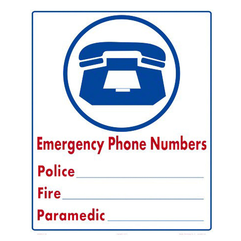 EMERGENCY PHONE NUMBER SIGN