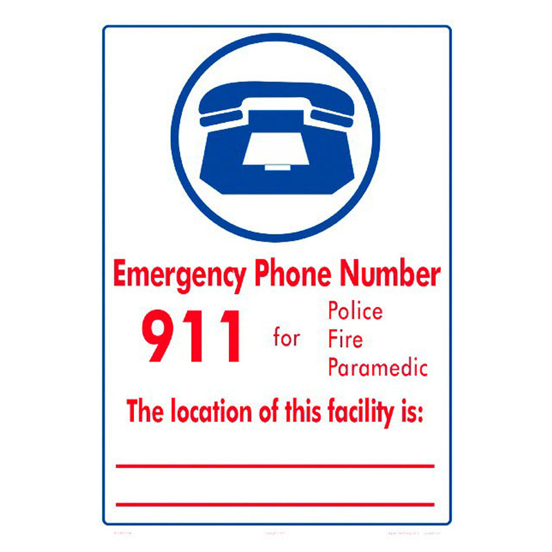 EMERGENCY 911 ALUMINUM SIGN