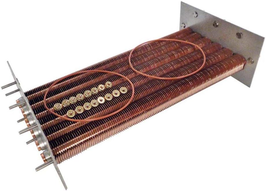 The Raypak 156A Polymer Tube Bundle (014875F) by Raypak features polymer tubes and a mounting plate, designed for efficient heating in HVAC or industrial applications.