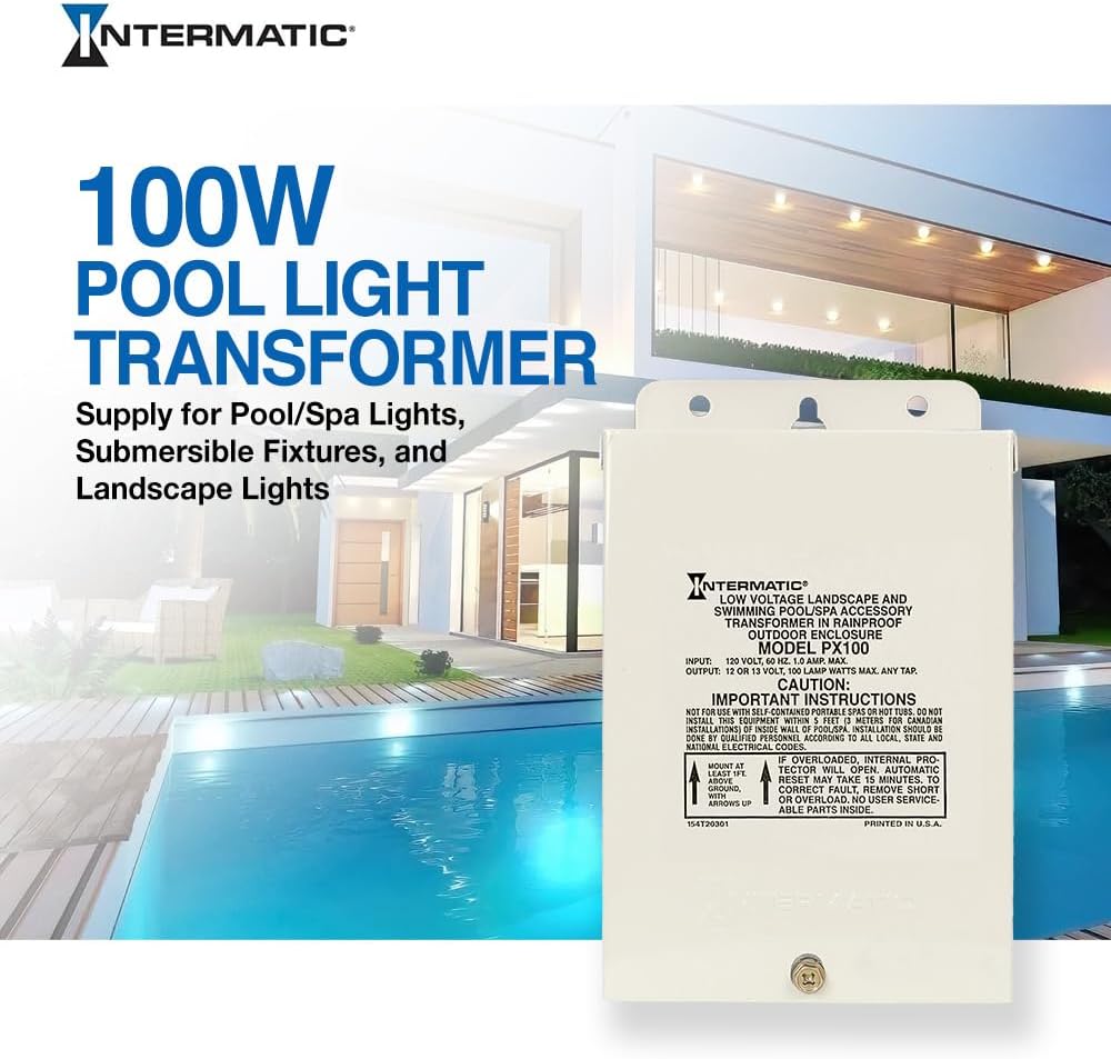 Intermatic Pool Light 100W 12V Safety Transformer, Beige | PX100