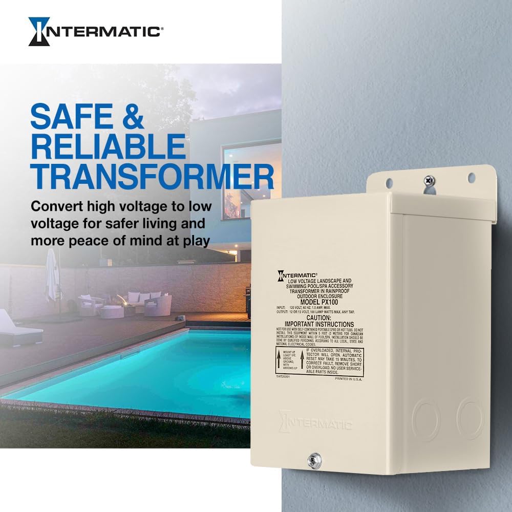 Intermatic Pool Light 100W 12V Safety Transformer, Beige | PX100