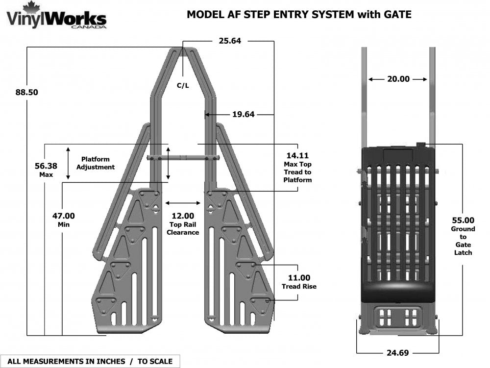 Vinyl Works 24" Gated Entry A/G Pool Ladder, Taupe | AF-T