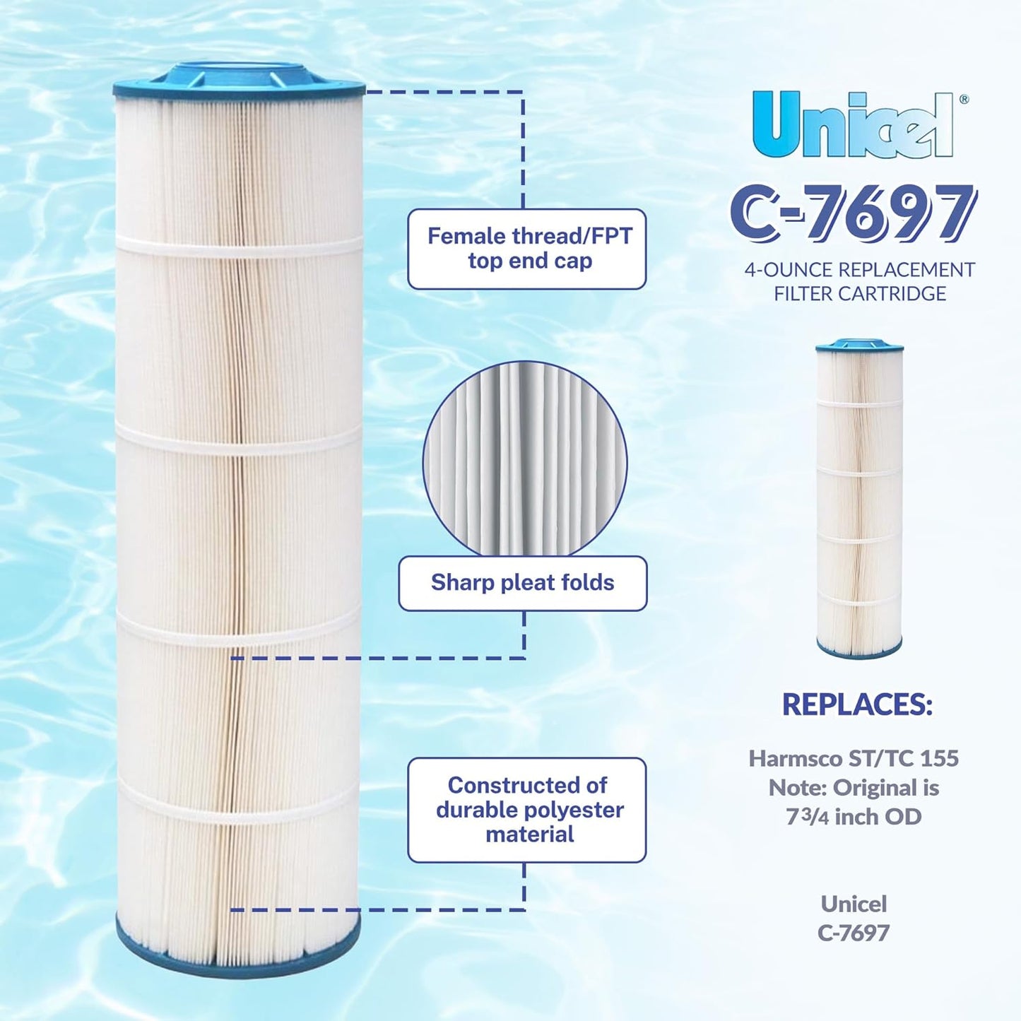 Unicel Replacement Filter Cartridge | Harmsco SC/TC 155 & BF155SC | C-7697