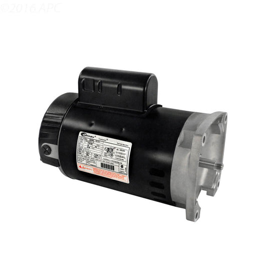 Century Pool Pump Motor 1.5HP 1-Speed 115/230V (B2854V1), black and silver with labeled specs and mounting flange, ideal as a Pentair WhisperFlo replacement, photographed on white background. Brand: Century.