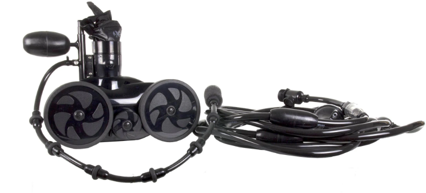 The Polaris Vac-Sweep 280, Black Max (F5B), from Polaris, is a sleek pressure side pool cleaner with dual propellers and multiple cables, ideal for in-ground pool navigation.