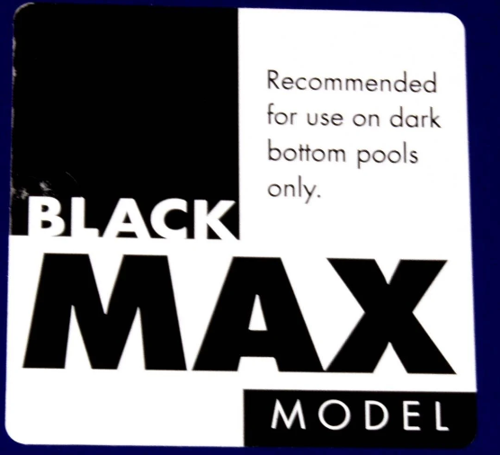 The sleek black and white label featuring "Polaris Vac-Sweep 280, Black Max" recommends this pressure side pool cleaner for use on dark bottom pools only.
