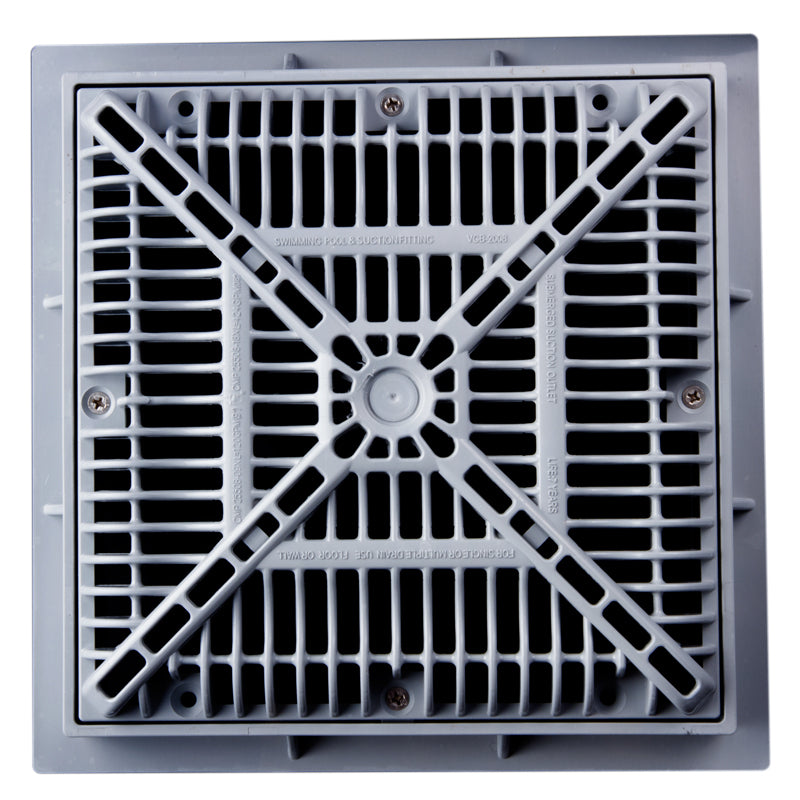 9" X 9" FRAME/GRATE, VGB POOL DRAIN, GRAY