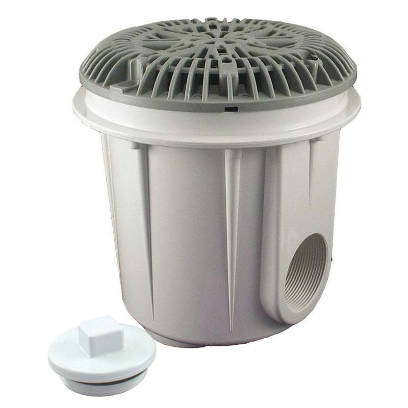 GUNITE POOL MAIN DRAIN WITH GALAXY AV LID, GRAY