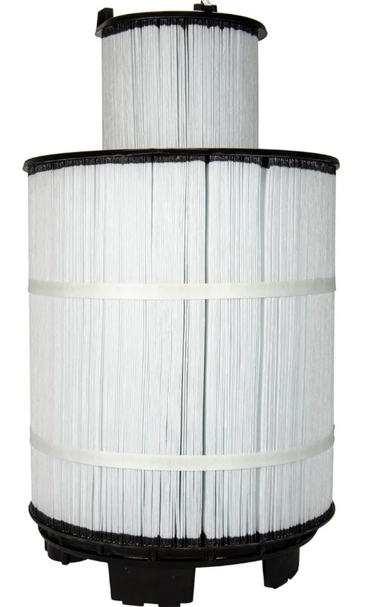 A stack of white pleated filter cartridges with black bases, designed for effective filtration, is compatible as the "Pentair Sta-Rite Mod Media Replacement Cartridge Set for S7M400.