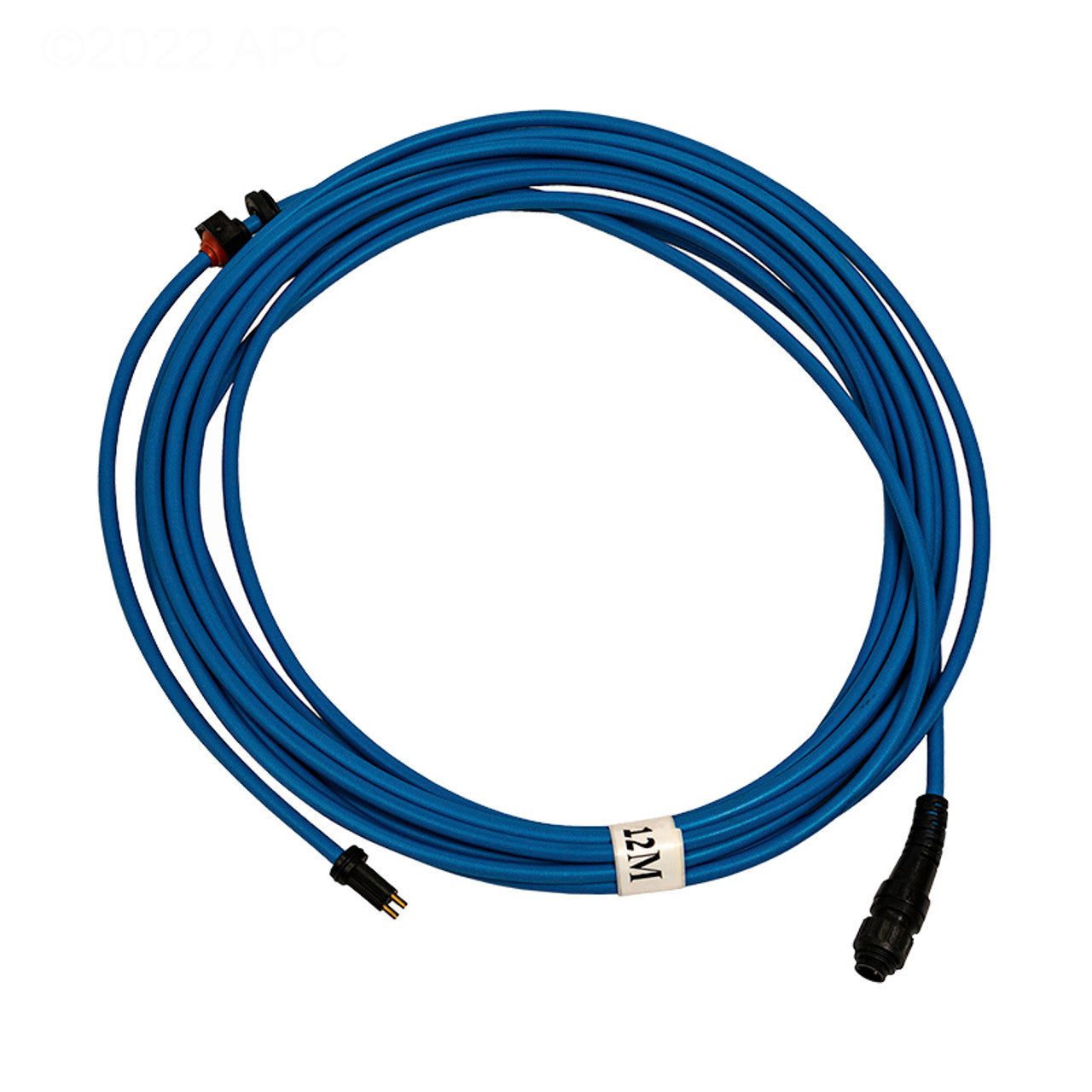 The Maytronics Dolphin Blue 2-Wire Cable (model 99958902-DIYF) is a 12m/40' replacement cable featuring blue coiling and black connectors, with "12M" labeling near one end. Brand: Maytronics.
