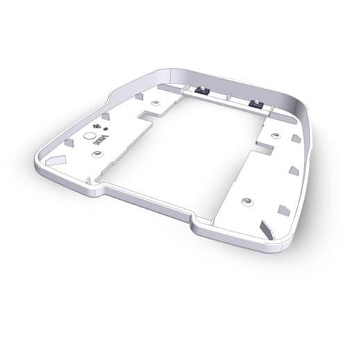 The Hayward Navigator Bumper (AXV605WHP) by HAYWARD is a white, rectangular plastic mounting bracket with rounded corners and cutouts, shown from an angled top-down perspective.