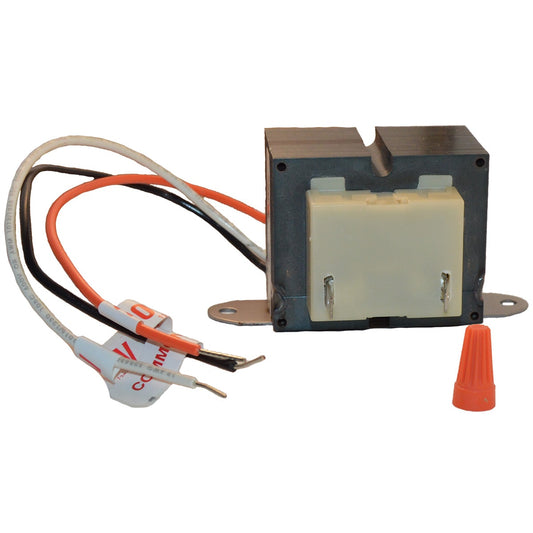The Hayward H-Series Pool Heater Dual Voltage Transformer (CHXTRF1930) by HAYWARD features labeled white and black wire leads with stripped ends, an orange wire connector, and is compatible with 120V/240V systems.