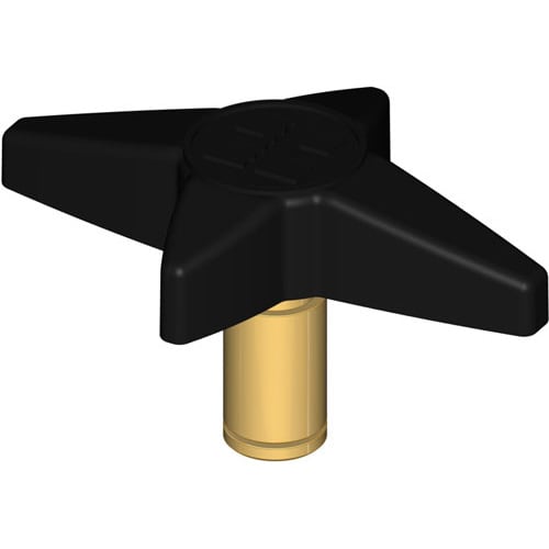 The HAYWARD Star-Clear Plus Locking Knob, 175 sf (CX1750G), has a black four-arm plastic design with a cylindrical brass insert and is compatible with Hayward Star-Clear pool and cartridge filters. Shown against a white background.