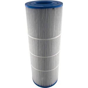 The Hayward C500 Replacement Cartridge Element (CX500RE) by HAYWARD is a cylindrical blue and white pleated filter cartridge, crafted from premium materials, standing upright against a plain background.
