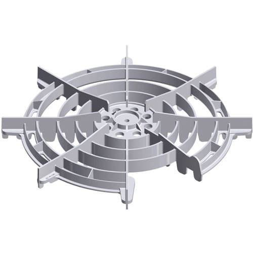 Illustration of the Hayward Filter Element Locator | DEX2400H by HAYWARD, a circular, multi-layered metal part featuring intersecting radial and circular beams, resembling a mechanical component or framework.