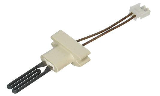 The Hayward Ignitor for Universal H-Series Heater (IDXLIGN1930) features a ceramic and metal build, two brown wires, a white connector, and is ideal for HAYWARD low NOx systems.