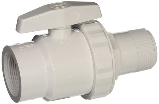 The Hayward Trimline 2-Way Ball Valve SP0723, by HAYWARD, is a gray plastic valve with a lever handle designed for efficient water flow management and fluid control.