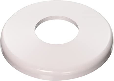 The Hayward Round Escutcheon Plate, Plastic, White (SP1041) by HAYWARD is a flat, white disc with a large center hole, often used with lane marker anchors or anchor sockets and resembles a washer or spacer.