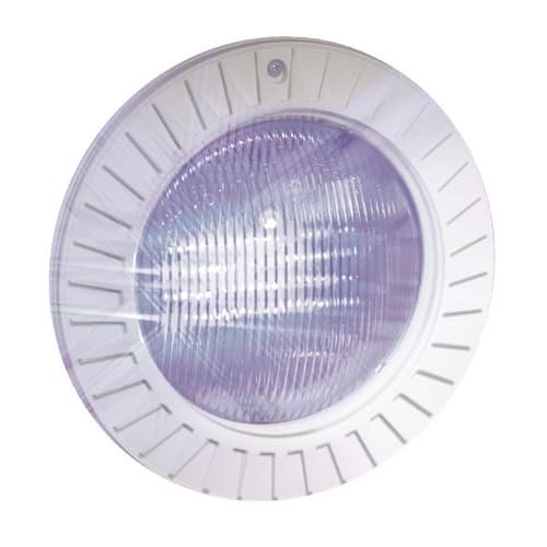 The Hayward Underwater Light SPX0501HJ features a round, white, flush-mounted design with a textured glass lens and ridged plastic outer rim; includes hi-temp large and small O-rings, 2 per pack.