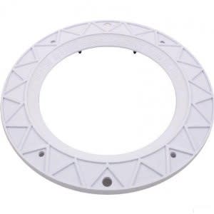 The HAYWARD Hayward StarLite Molded Face Rim w/ Studs (SPX0540A) is a white, circular plastic ring featuring geometric patterns and multiple evenly spaced small holes around its edge.