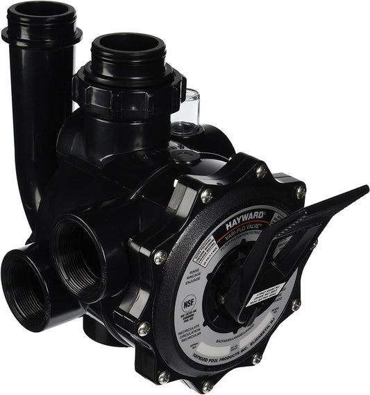The Hayward 2" Multiport Valve (SPX0715X32) by HAYWARD features a labeled control dial and multiple pipe connections, displayed against a white background.