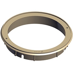 The Hayward Skimmer Adjusting Collar, Tan (SPX1070B10) by HAYWARD is a circular flat-profile metal flange ring with multiple holes around the edge for mounting or attachment purposes. It is tan and lightweight.