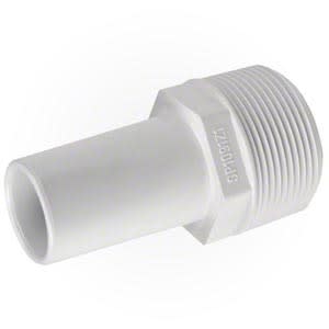 The Hayward 1-1/2" MIP x 1-1/4" Hose Adapter (SPX1091Z1) by HAYWARD features a male threaded end and a smooth slip hose adapter.