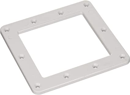 The HAYWARD Hayward Cycolac Skimmer Face Plate (SPX1097D) is a white, square plastic plate with rounded edges and eight evenly spaced screw holes.