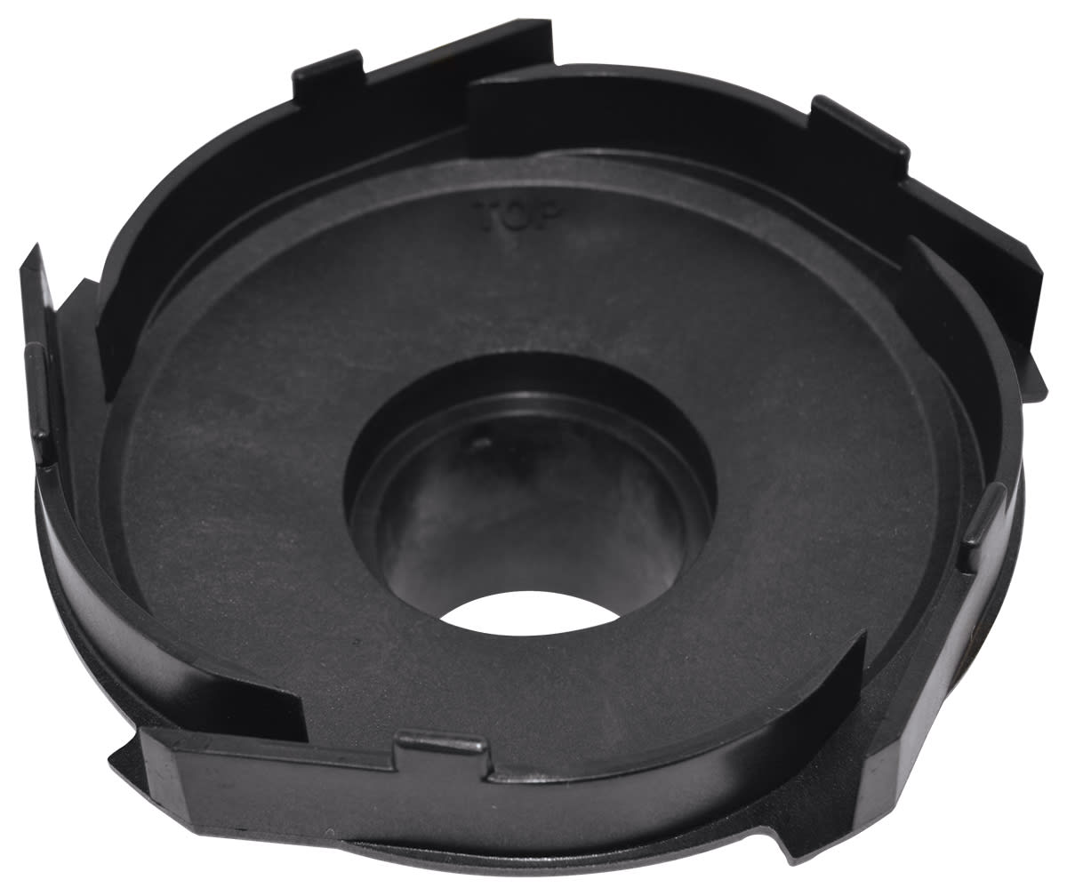 The HAYWARD Super Pump Diffuser 1/2-2HP (SPX2600B) is a black plastic, circular replacement part with central hole, raised edges, notches, and "TOP" label—perfect as a diffuser accessory or for replacing worn diffuser parts.