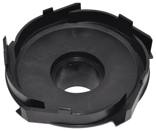 The HAYWARD Super Pump Diffuser 1/2-2HP (SPX2600B) is a black plastic, circular replacement part with central hole, raised edges, notches, and "TOP" label—perfect as a diffuser accessory or for replacing worn diffuser parts.