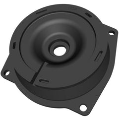 The Hayward Seal Plate SPX2600E5 by HAYWARD is a black round part featuring a central hole and three mounting holes at its edges.