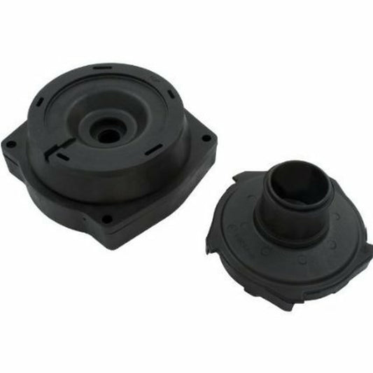 Two black, round rubber mounts with central holes from the Hayward Super Pump 3/4HP Drive Train Upgrade Kit (SPX2605CKIT) by HAYWARD are shown—one face up, the other angled—on a plain white background.