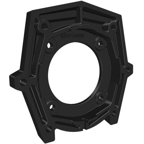 The Hayward Super II Pump Motor Mounting Plate (SPX3000F) by HAYWARD is a black hexagonal plate with a large central opening and multiple smaller bolt holes around the edge.