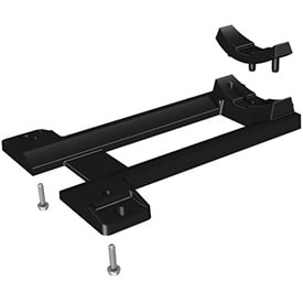 The HAYWARD Super II Pump Mounting Bracket with Adapter and 2 Cap Screws (SPX3000GA) is shown on a white background, featuring black plastic, metal hardware, and a separate corner adapter piece.