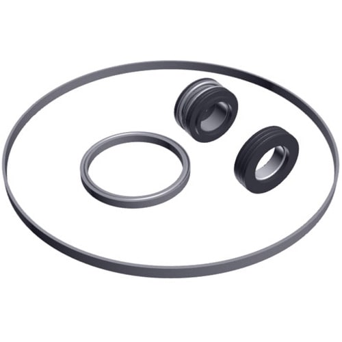 Four black rubber gaskets of varying sizes from the Hayward Super II Pump Seal Assembly Kit (SPX3000TRA) by HAYWARD, arranged on a white background.